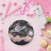 宇宙マウンテンズ金ゴールド星空銀河系惑星 ペーパープレート (パーティー)