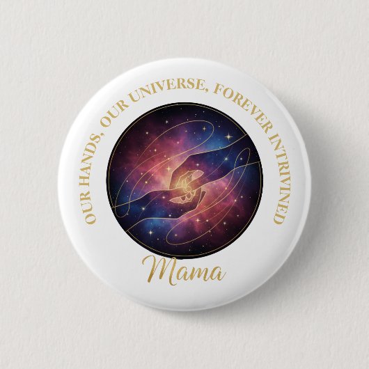宇宙ママの手 銀河宇宙 缶バッジ (正面)