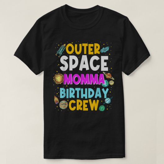 宇宙ママ誕生日クルー宇宙パーティー惑星 Tシャツ (デザイン正面)