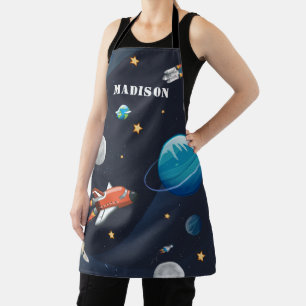 宇宙ムーンスターズのモノグラム名パーソナライズされた エプロン