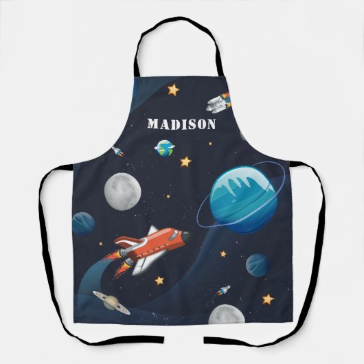 宇宙ムーンスターズのモノグラム名パーソナライズされた エプロン (正面)