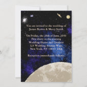 宇宙ムーンユニバースロマンチックなナイトトレイン結婚ズ 招待状 (裏面)