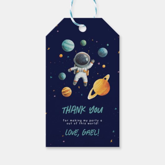 宇宙メッセージカードロケット宇宙飛行士パーティー ギフトタグ (正面)
