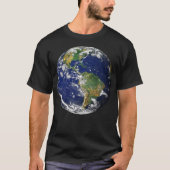 宇宙メンズ黒のTシャツからの惑星の地球 Tシャツ (正面)