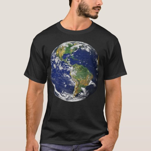 宇宙メンズ黒のTシャツからの惑星の地球 Tシャツ (正面)