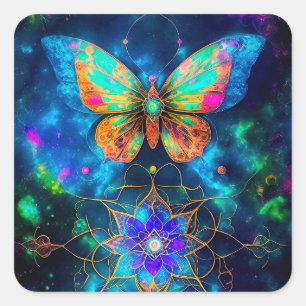 宇宙モダン蝶 スクエアシール