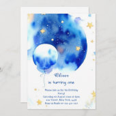 宇宙モダン銀河誕生日 招待状 (正面/裏面)