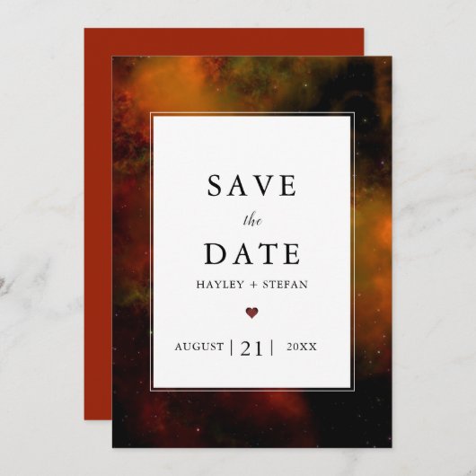 宇宙モダンSF結婚式の日付を保存 セーブザデート (正面/裏面)