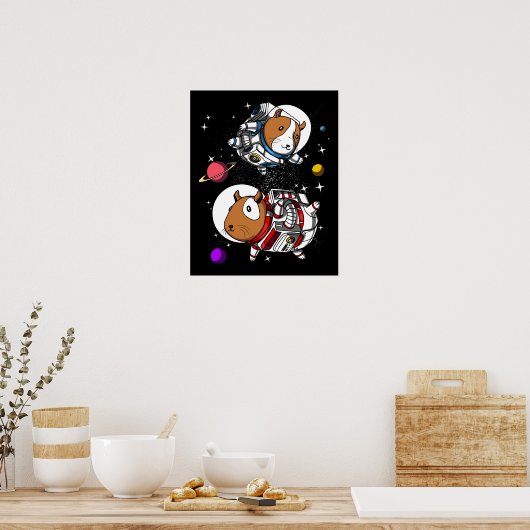 宇宙モルモット宇宙飛行士コズミックキャビーペット ポスター (キッチン)