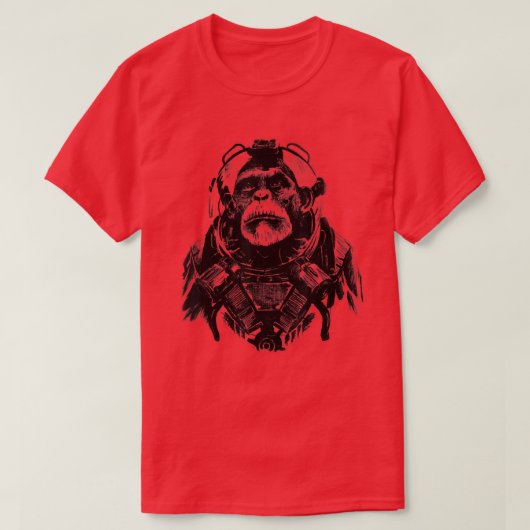 宇宙モンキーアペおもしろい動物愛好家かわいい Tシャツ (デザイン正面)