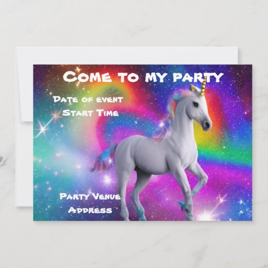 宇宙ユニコーンパーティの招待状 招待状 (正面)