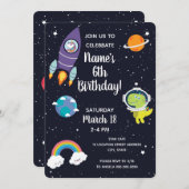 宇宙ユニコーン恐竜銀河系誕生会 招待状 (正面/裏面)