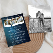 宇宙ユニバースブルー銀河系フォトコラージュ結婚ズ 招待状