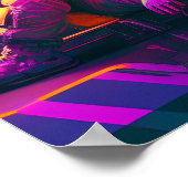 「宇宙ラウンジ」 – 未来的ネオンアート ポスター (角)