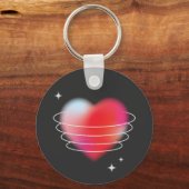 宇宙ラブ,赤いハートハイテクデザインバレンタインデー キーホルダー (正面)