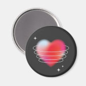 宇宙ラブ,赤いハートハイテクデザインバレンタインデー マグネット (正面/裏面)