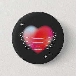 宇宙ラブ，赤いハートハイテクデザインバレンタインデー 缶バッジ