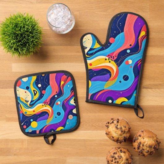 宇宙リズムアート 鍋つかみ&鍋敷きセット (トップダウン)