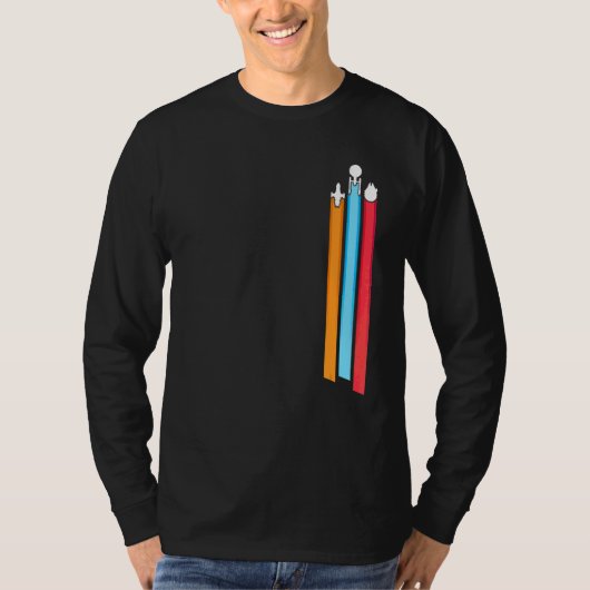 宇宙レーシングストライプメンズ Tシャツ (正面)