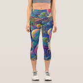 宇宙レースのハイウェストのカプリスパンツ カプリレギンス (正面)