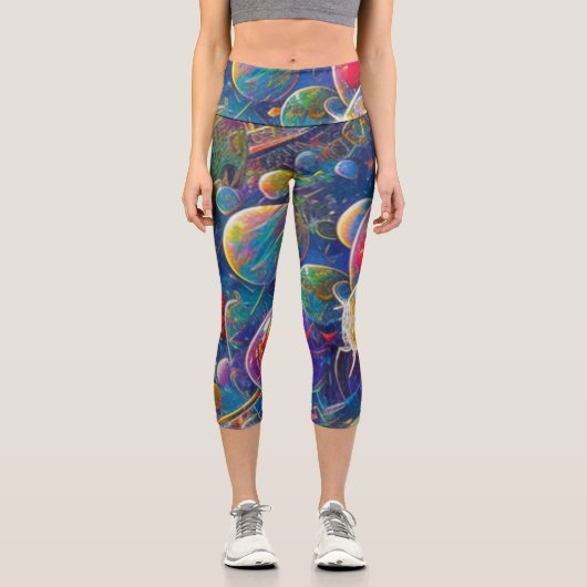 宇宙レースのハイウェストのカプリスパンツ カプリレギンス (正面)