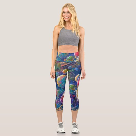 宇宙レースのハイウェストのカプリスパンツ カプリレギンス (正面)