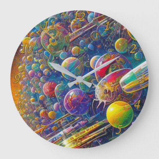 宇宙レースウォールクロックw番号 ラージ壁時計 (正面)