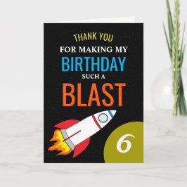 宇宙ロケットからムーンキッドの誕生日ありがとう サンキューカード