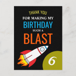 宇宙ロケットからムーンキッドの誕生日ありがとう ポストカード