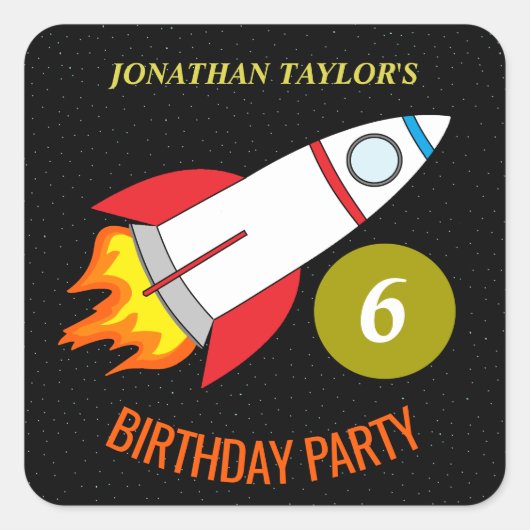 宇宙ロケットからムーンチルドレン誕生日 スクエアシール (正面)