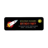 宇宙ロケットからムーンチルドレン誕生日 ラベル (正面)