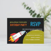 宇宙ロケットから月の子供の誕生日RSVP 招待状 (スタンド正面)