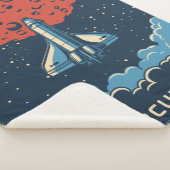 宇宙ロケットから赤い惑星カスタムに男の子のための毛布 シェルパブランケット (3/4)