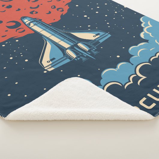 宇宙ロケットから赤い惑星カスタムに男の子のための毛布 シェルパブランケット (3/4)