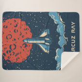 宇宙ロケットから赤い惑星カスタムに男の子のための毛布 シェルパブランケット (正面(横))