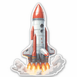 宇宙ロケットが飛ぶ シール