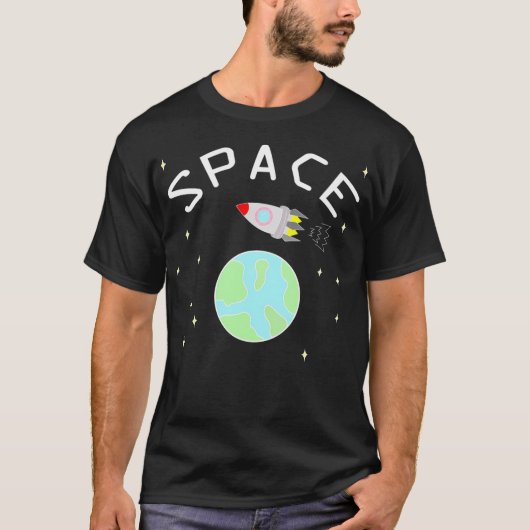 宇宙ロケットとアースアート Tシャツ (正面)