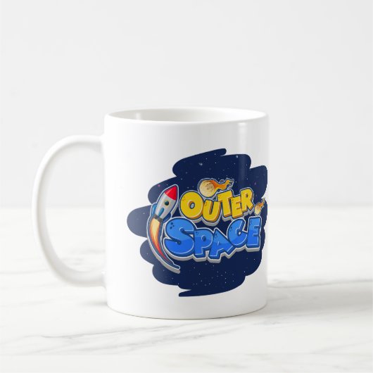 宇宙ロケットのキャラクターデザイン コーヒーマグカップ (左)