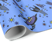 宇宙ロケットのレトロの船は星を探検します! ラッピングペーパー (ロールコーナー)