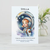 宇宙ロケットの女の子宇宙飛行士 誕生日カード カード (スタンド正面)