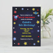 宇宙ロケットの子供の誕生日パーティー招待状 招待状 (スタンド正面)