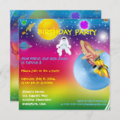 宇宙ロケットの宇宙飛行士の誕生日のパーティの招待状2 招待状 (正面/裏面)