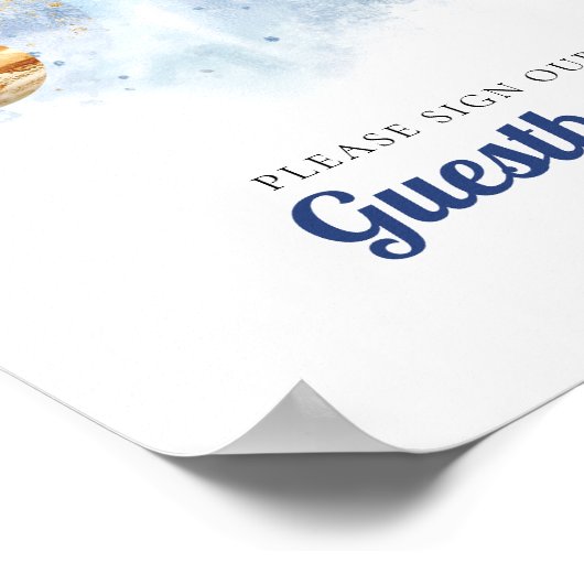 宇宙ロケットの最初の誕生日ゲストブック ポスター (角)