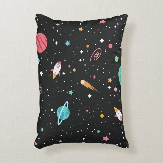 宇宙ロケットの船と星 アクセントクッション (正面(垂直))