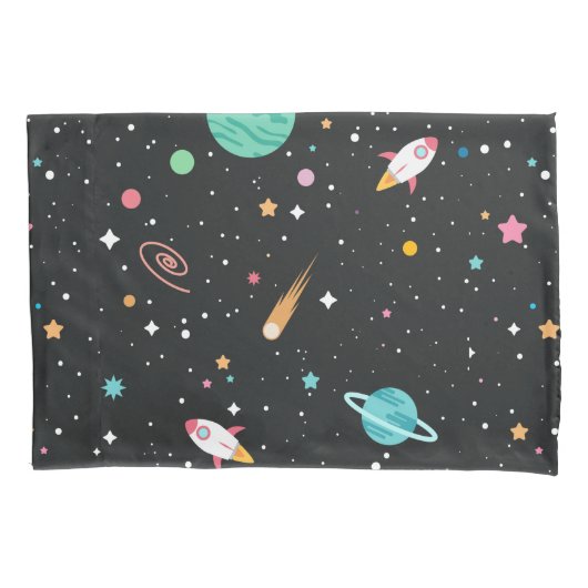宇宙ロケットの船と星 枕カバー (正面左)