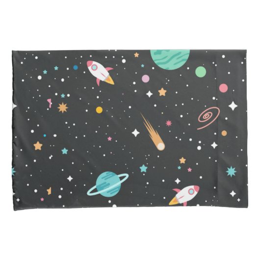 宇宙ロケットの船と星 枕カバー (正面右)