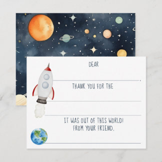 宇宙ロケットの誕生日お礼カード 記入式 ノートカード