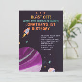宇宙ロケットの誕生日パーティー 招待状 (スタンド正面)