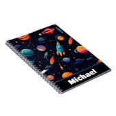宇宙ロケットキッズノートブパーソナライズされたック ノートブック (右側)