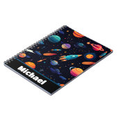 宇宙ロケットキッズノートブパーソナライズされたック ノートブック (左側)